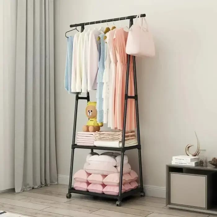 Rangement multifonctionnel dortoir vêtements support de séchage plancher debout porte-vêtements Simple