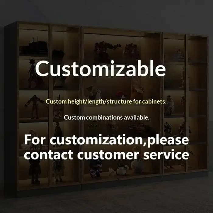 Vitrine en verre trempé sur mesure de toutes tailles, éclairage LED, grande capacité, rangement en c