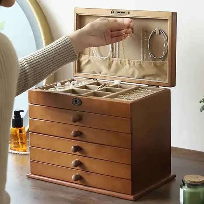 Boîte de présentation de bijoux en bois massif