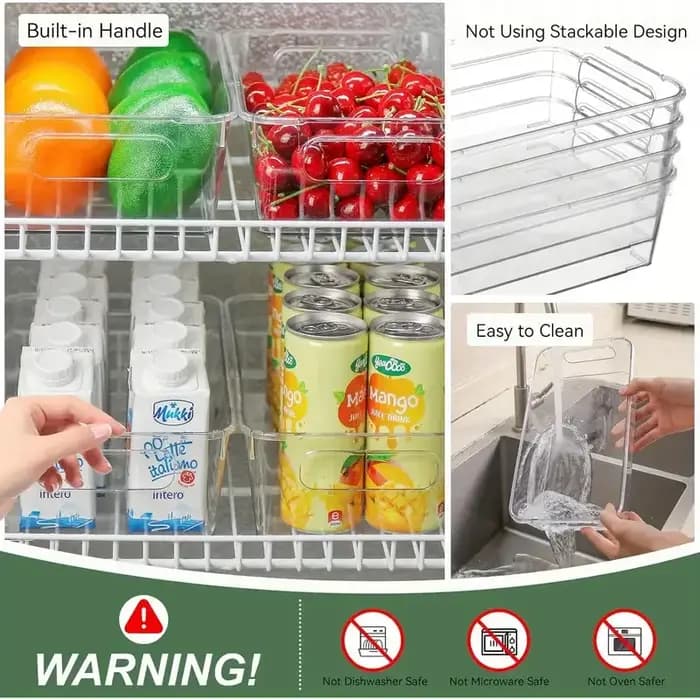 Boîte de rangement alimentaire empilable pour réfrigérateur avec poignée