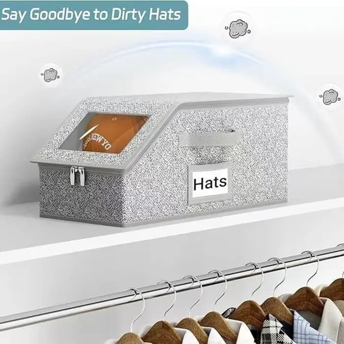 Boîte de rangement pliable pour chapeaux avec fermeture éclair