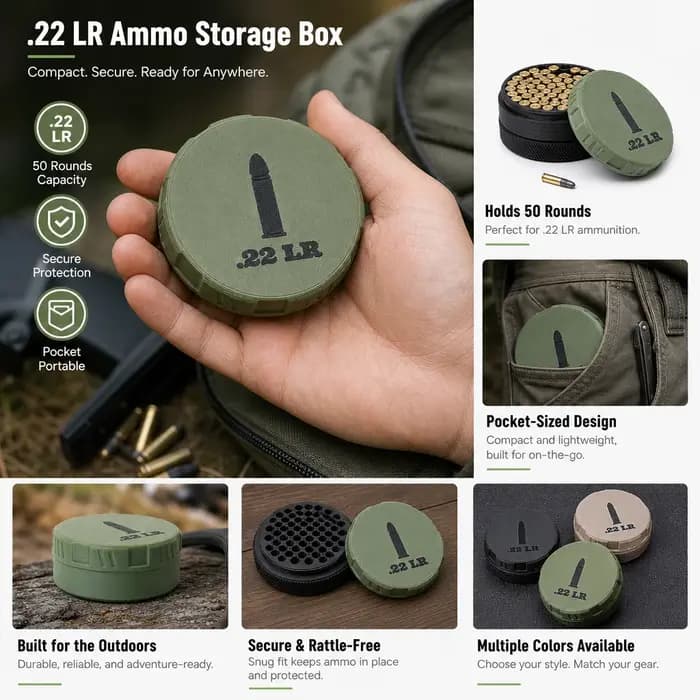 Boîte de rangement compacte et empilable pour munitions