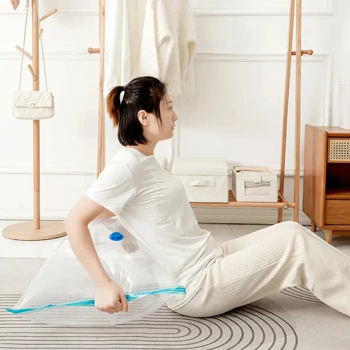 Sacs sous vide réutilisables, 4 pièces, transparents, pliables, compressés, gain de place, pour vête