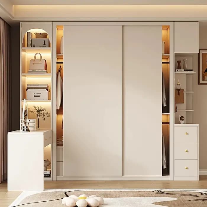 Armoire d'angle coulissante de style rétro français en bois