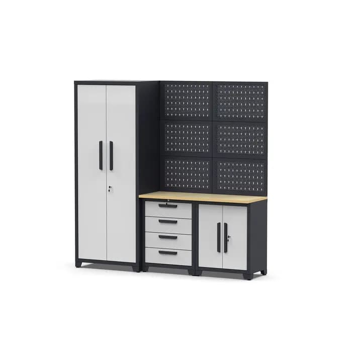 Système d'armoires d'atelier robustes modulaires | Poste de travail professionnelle de stockage de garage avec boîte à