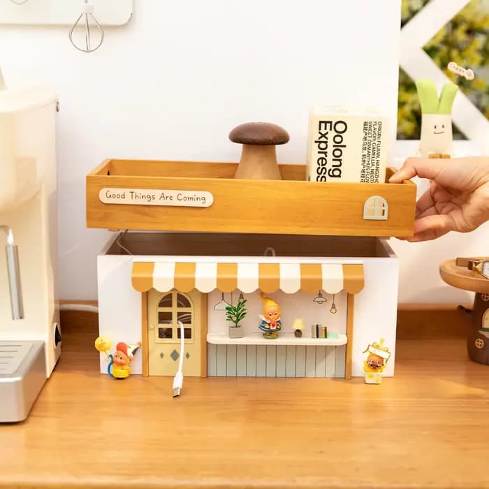 Boîte de rangement pour câbles en bois double couche