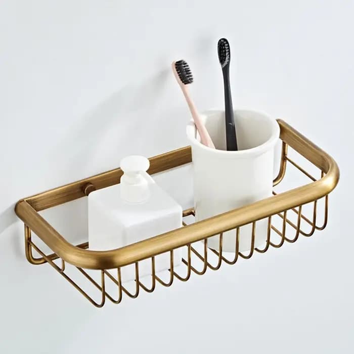 HOShelves-Étagère d'angle de douche antique en laiton simple