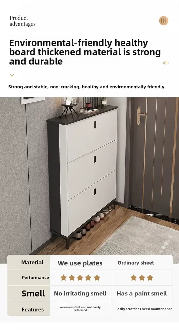 Armoire à chaussures d'entrée Ultra-mince avec rangement rabattable de grande capacité, meubles de m