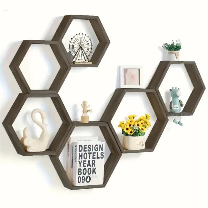 Ensemble d'étagères murales hexagonales flottantes