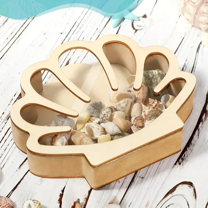 Boîte de présentation en bois en forme de coquillage