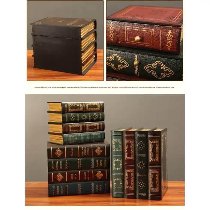 Accessoires de décoration rétro européens en forme de faux livre