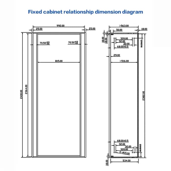 Armoire porte battante cachée Rail coulissant