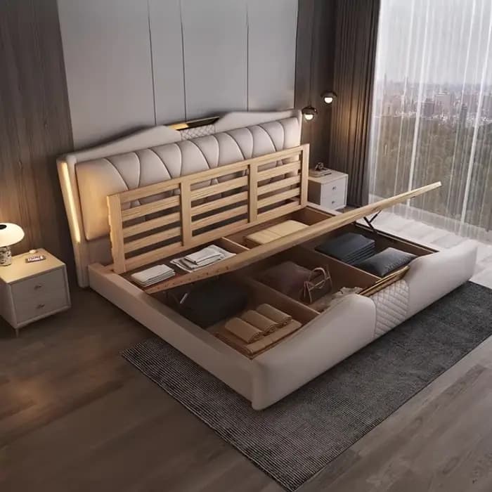 Lit double de luxe 200x220cm avec tête de lit