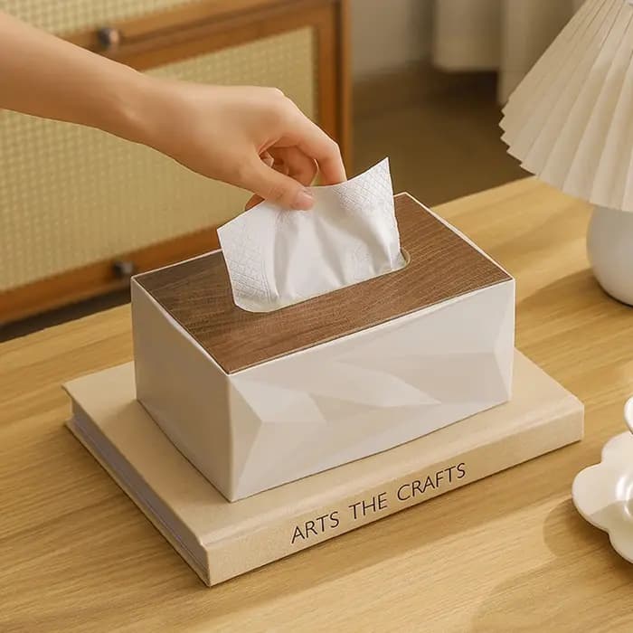 Boîte à mouchoirs de grande capacité avec couvercle en bois