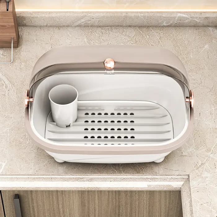 Armoire de séchage de vaisselle anti-poussière – Organisateur de cuisine peu encombrant avec drainage rapide