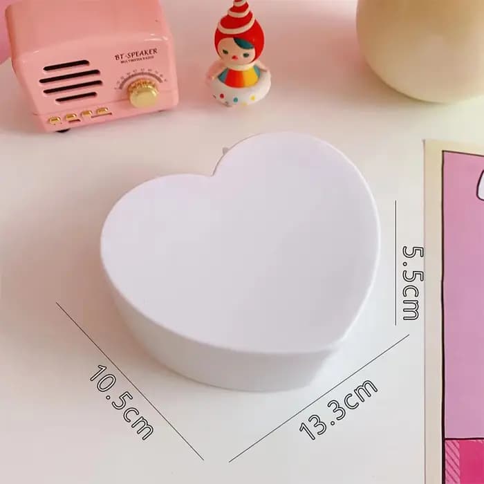 Boîte de rangement pour bijoux en forme de cœur pour filles avec miroir, rose et blanc, en plastique, organisateur de bracelets et d'élastiques à cheveux, présentoir de bijoux pour tiroir ou bureau de