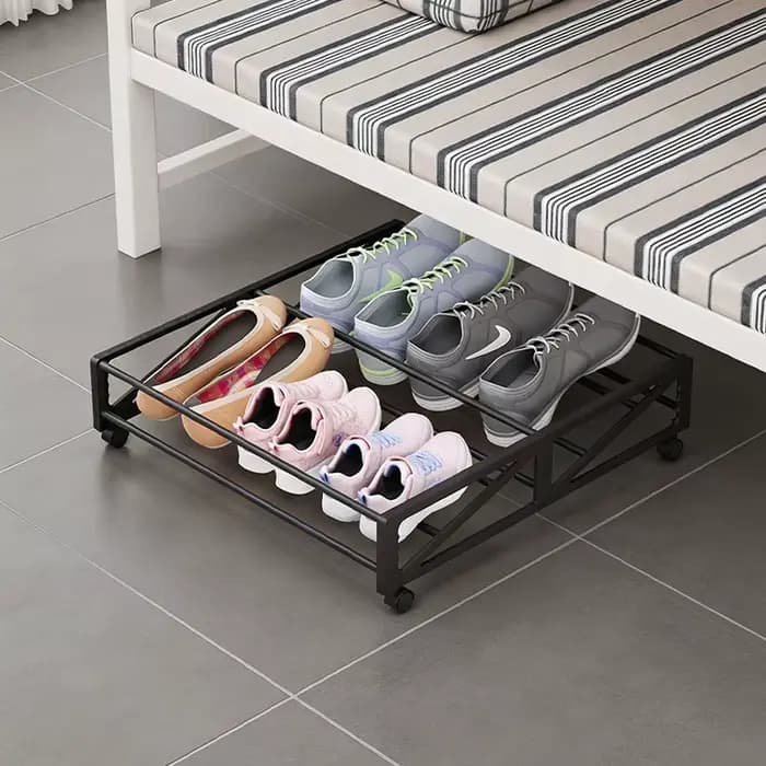 Boîte à chaussures multifonctionnelle avec roulettes, boîte à chaussures rectangulaire/support de rangement pour chaussures, idéale pour le rangement sous le lit, sous le bureau, sous le canapé, sous