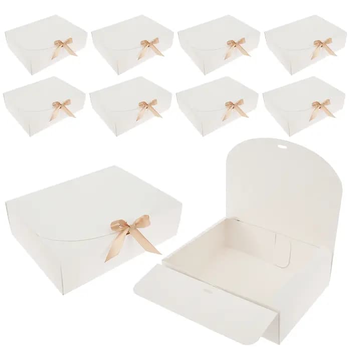 Coffrets cadeaux avec couvercles et ruban en papier, 10 pièces, grande capacité, décoratifs pour fêt