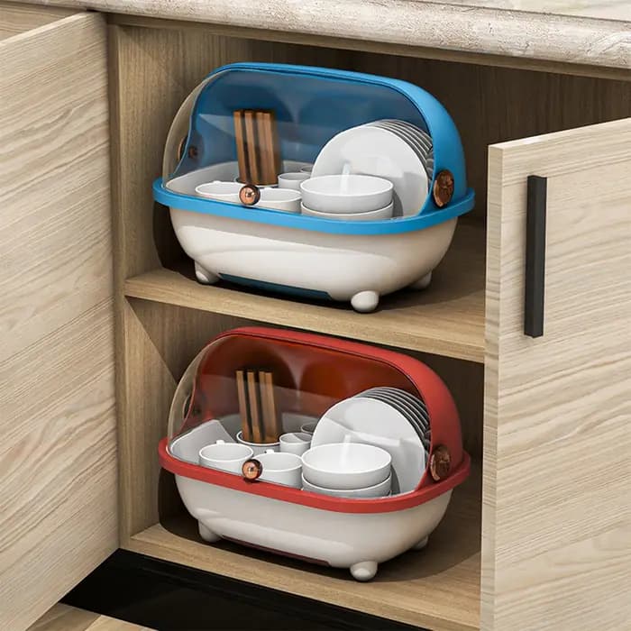 Armoire de séchage de vaisselle anti-poussière – Organisateur de cuisine peu encombrant avec drainage rapide