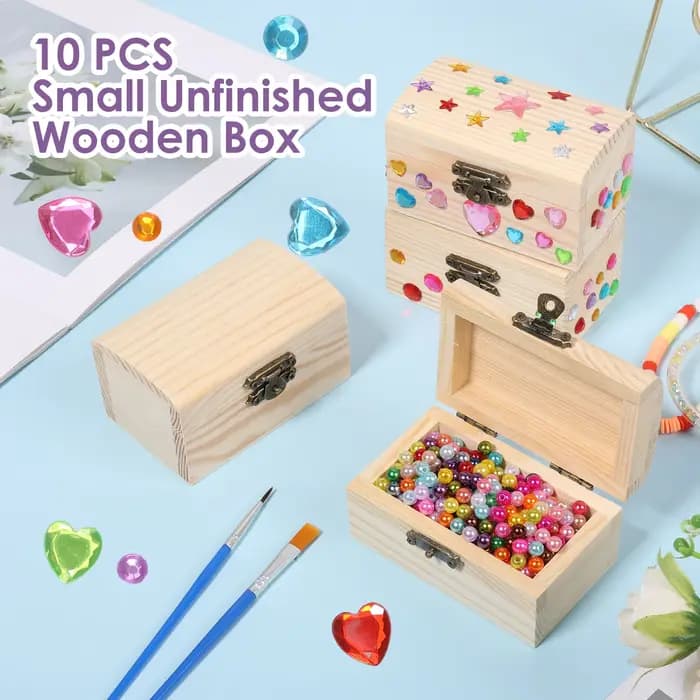 Boîte à bijoux en bois 10 pièces