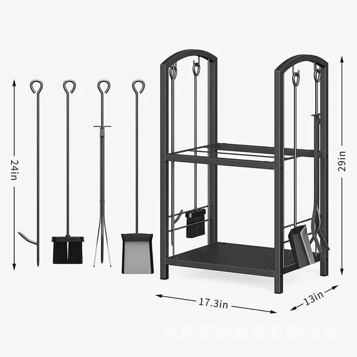 Support de stockage de bois de chauffage en fer forgé noir