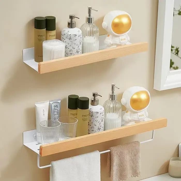 Étagère Murale en Bois Imperméable Non Perforé Étagères de Rangement de Cuisine