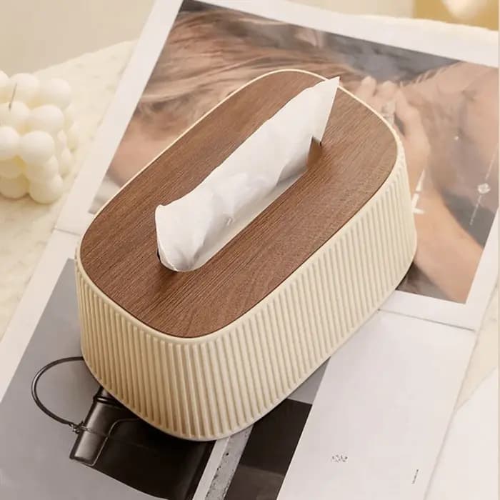 Boîte de rangement carrée à grande ouverture pour mouchoirs avec couvercle