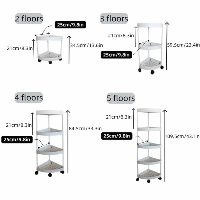 Étagère de rangement d'angle multi-niveaux grande capacité