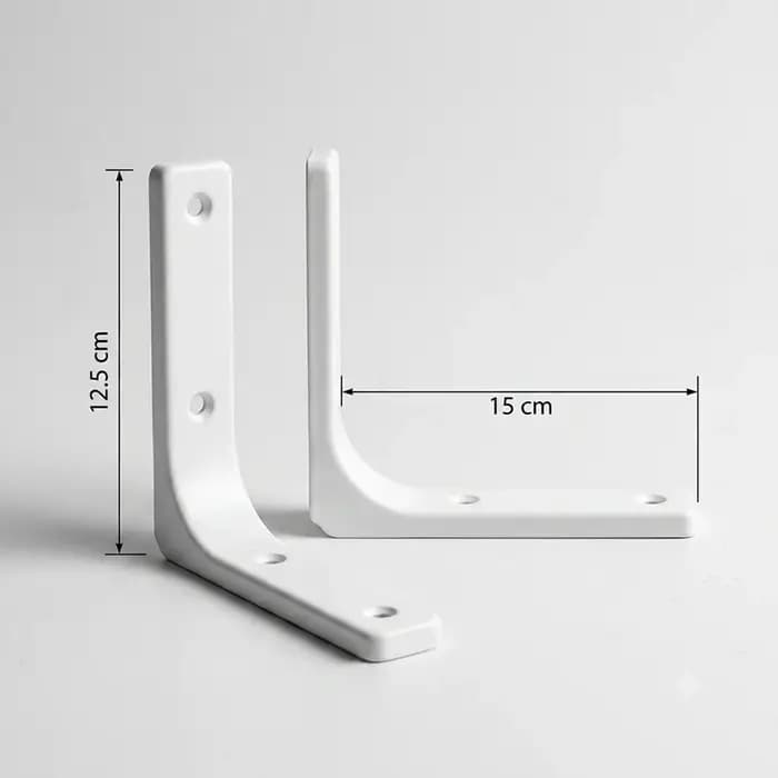 Lot de 2 supports d'étagère robustes 12,5 x 15 cm blancs en forme de L, support d'angle pour étagère flottante murale pour rangement domestique
