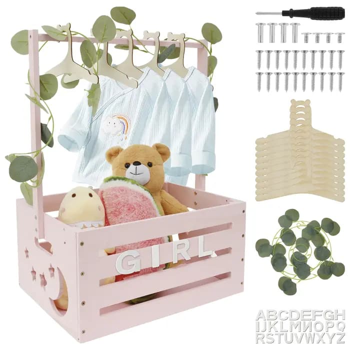 Panier de rangement en bois pour fête prénatale, panier Portable pour nouveau-né, caisse de rangemen