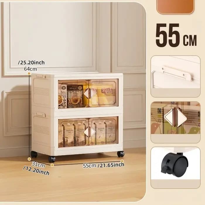 Boîte de rangement pliable en plastique de 55cm de largeur, organisateur d'armoire à vêtements multi
