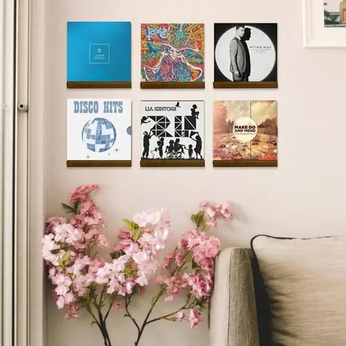 Porte-disque mural en bois et vinyle, petite étagère d'affichage