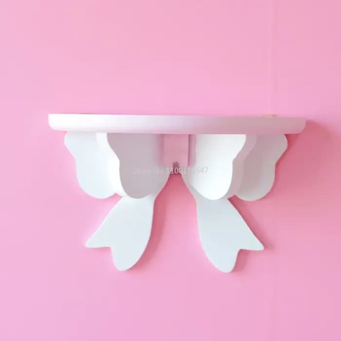 Support de rangement mural avec nœud rose Kawaii, décoration de chambre de fille, étagères murales sans poinçon