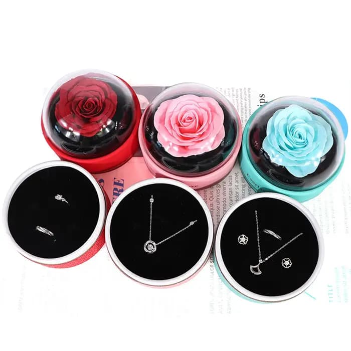 Magnifique boîte cadeau cylindrique en acrylique transparente pour bijoux : collier