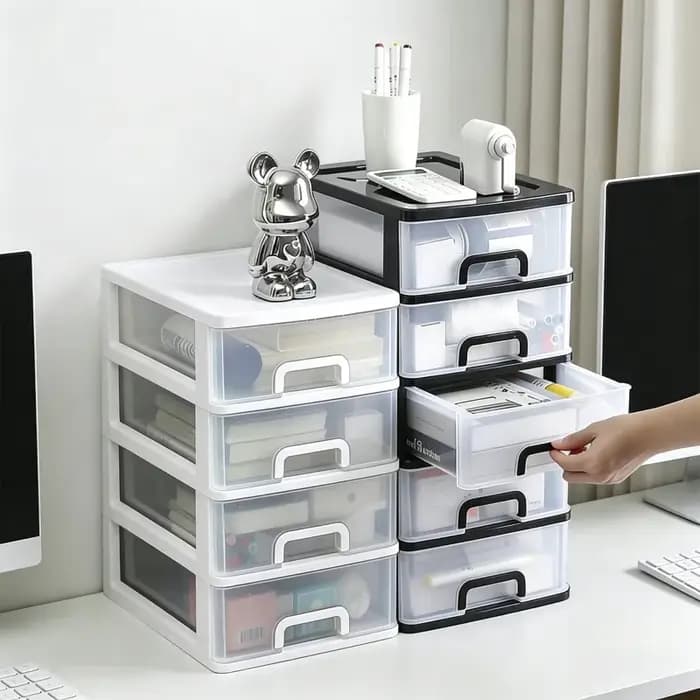 Boîte de rangement de bureau à 2-4 niveaux avec tiroirs