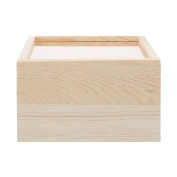 Boîte d'emballage cadeau en bois inachevé avec couvercle transparent