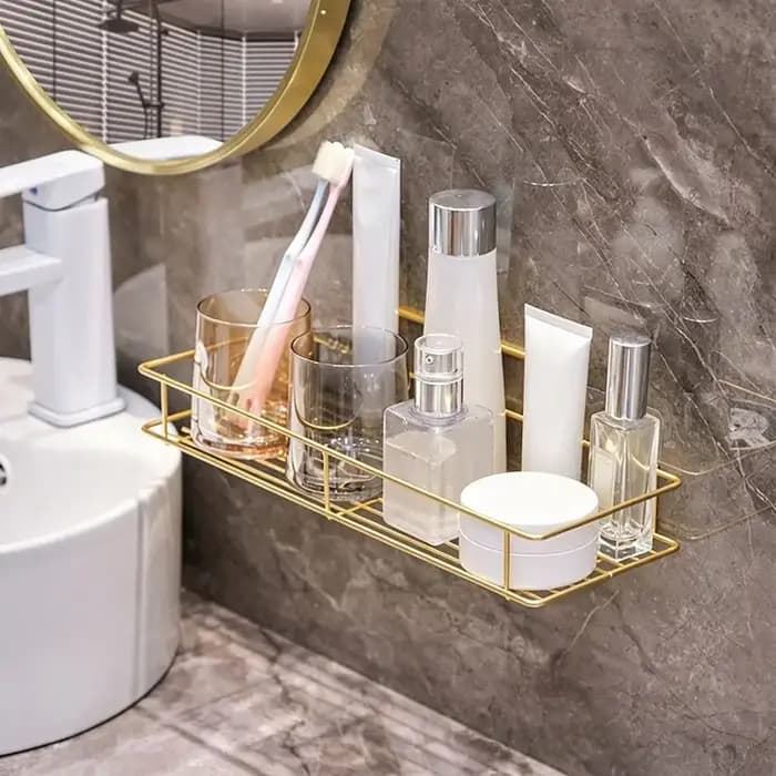 Étagère de rangement de salle de bain en métal sans perçage