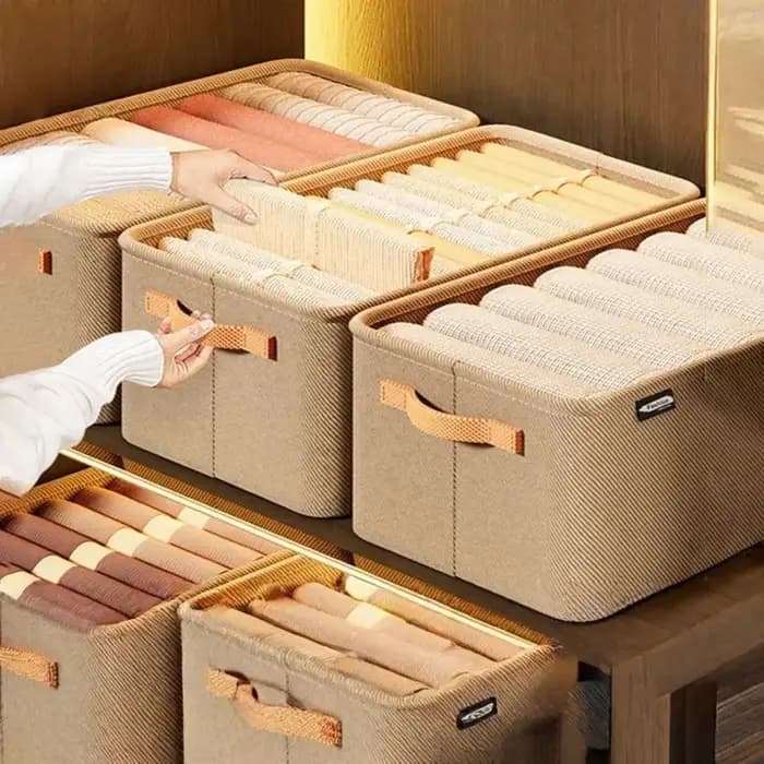 Boîte de rangement pour vêtements et pantalons, panier de rangement pour articles ménagers et jouets, organisation de la garde-robe pour chambre et dortoir.