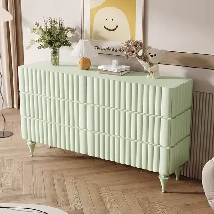 Vitrine sur pied vert crème pour filles