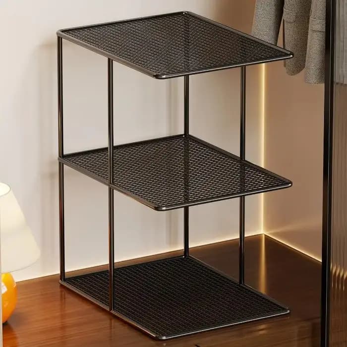 Étagère de rangement empilable en maille métallique à plusieurs niveaux pour armoire