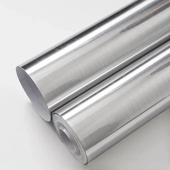 Papier peint amovible en PVC inoxydable et argent brossé