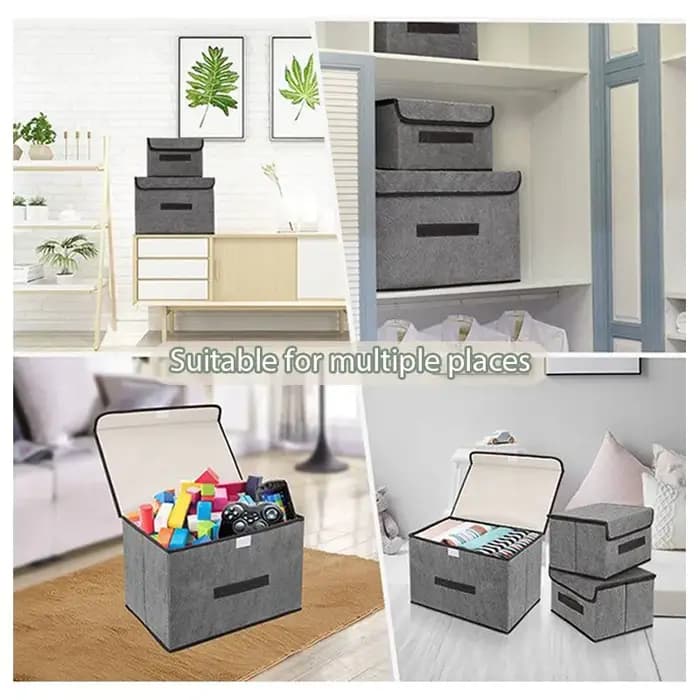 Boîte de rangement en tissu non tissé gris, fournitures pour la maison, vêtements, sous-vêtements, chaussettes, jouets pour enfants, évaluationcosmétiques
