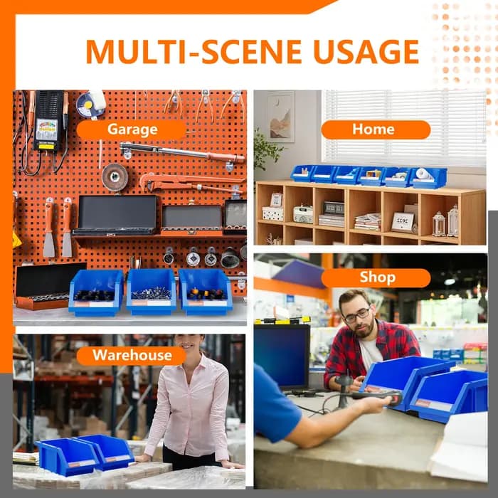 Bacs de rangement empilables en plastique 12 pièces