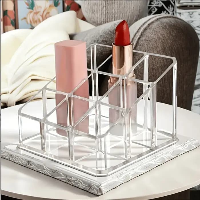 Boîte de rangement transparente pour rouges à lèvres - Présentoir cosmétique multi-niveaux