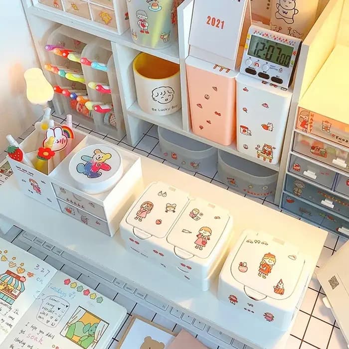 Boîte de rangement de bureau à boutons Ins