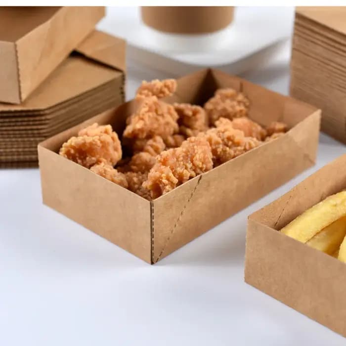 Boîte en papier Kraft pour hamburgers de poulet frit