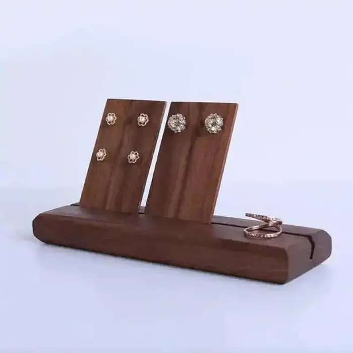 Vitrine oreille goujon support de rangement boucle d'oreille étagère noir noyer porte-bijoux fendu boucles d'oreilles