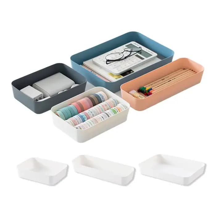 Boîte de rangement de bureau en plastique grande capacité, couleur unie, avec tiroirs, empilable, pour documents et dossiers, idéale pour la maison et le bureau
