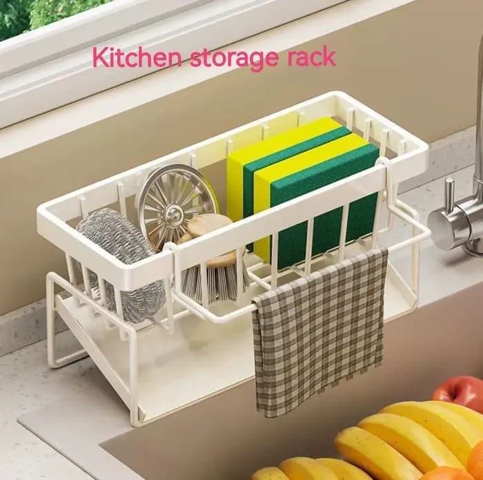 Support de rangement multifonctionnel en plastique pour évier de cuisine