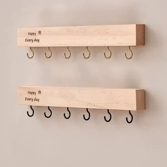 Stockage de clés mural pour entrée-support à crochets percés en bois massif